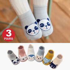 3 Pairs Anti-Slip Cotton Socks for Baby Boys Girls Toddlers Floor Walking Socks