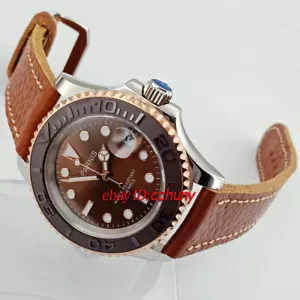 Reloj automático Parnis 41mm esfera marrón bisel de cerámica cristal zafiro luminou 2466 - Imagen 1 de 5