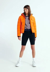 New Womens Superdry Spirit Icon Puffer Jacket in Exuberance Orange XXSmall UK6 - Picture 1 of 9