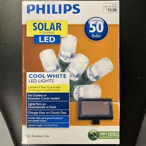 PHILIPS 50 Cool White mini solar LED Lights Outdoor Christmas 16.3ft/4.9m - Picture 1 of 3