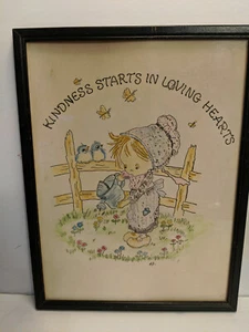 Precious Moments Watercolor Framed Picture KINDNESS STARTS in LOVING HEARTS - Picture 1 of 4