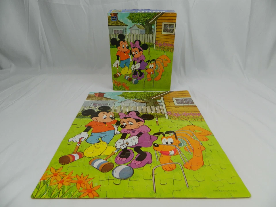 Walt Disney’s Pluto Croquet Time Mickey Minnie Mouse Whitman 100 PCs Puzzle 1982 - Image 1 of 4