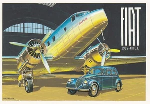 Cartolina Publicard 1000: Fiat G 18 e Fiat 1500, 1935 (A. Brovarone) - Foto 1 di 2