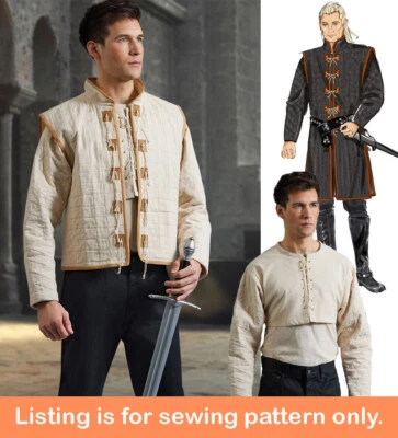 SEWING PATTERN Sew Men Costume Shirt Vest Coat Medieval Viking Knight Magic 8423 - Image 1 of 3