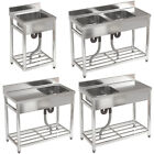 Commercial Stainless Steel Catering Kitchen Sink Single Double Bowl Drainer Unit