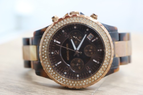 Orologio Michael Kors donna 43mm finta tartaruga data giorno MK 5416 batteria nuova 6 5"