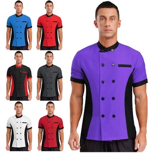 Unisex Men Women Cook Coat Catering Jacket BBQ Uniform Food Kitchen Bakery Tops - Picture 1 of 87
