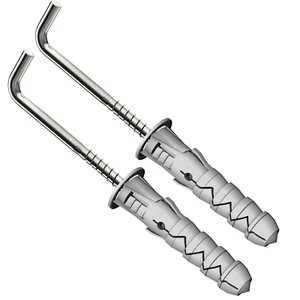 Hooks For Hanging L Shape with Nylon Wall Plugs, Square Screws Hook Wall Hanger - Picture 1 of 10