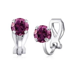 June (Alexandrite) Birthstone Clip On Earrings Created with Zircondia® Crystals - Picture 1 of 9