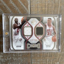 Michael Jordan Scottie Pippen 2009-10 NBA SP Game Used Combo Jersey Card Swatch