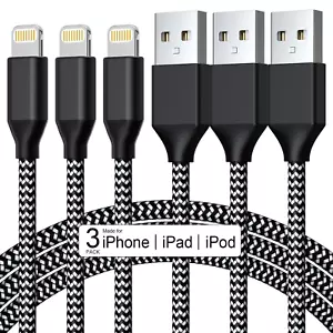 Apple-Ladegerät schnelles 3 Stück 3 m Kabel Nylon kompatibel mit iPhone 13,12,11 - Bild 1 von 13