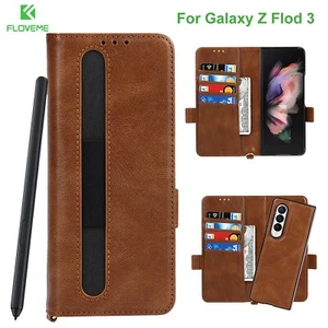 Leder handy Hülle für Samsung Galaxy Z Fold 3 5G mit Schnalle Lanyard mit Slot  - Bild 1 von 17