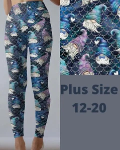 Mermaid Scales Gnome Hearts Women's Leggings TC Plus Size 12-20 - Picture 1 of 2