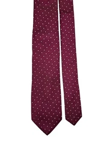 Hugo Boss Italian Made Burgundy & White Polka Dot Silk Tie - Picture 1 of 6