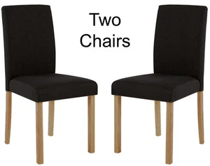 New Pair Black Velvet Dining Chairs Solid Wood Oak Legs Modern Contemporary x2 - Picture 1 of 5