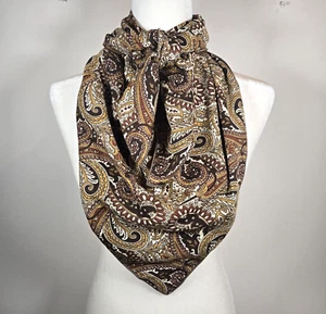 Wild Rag Scarf Paisley Printed Western XL Brown Cowgirl Shawl 42 x 42 in - Picture 1 of 17