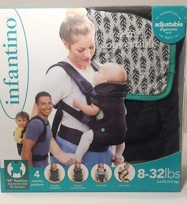 *NEW* Baby Carrier Infantino Flip 4-in-1 Convertible Carrier Dark Grey 8-32 lbs - Image 1 of 4