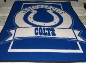 Vintage Biederlack Indianapolis Colts NFL blau weiß Plüschdecke Hergestellt in den USA 55 x 76 - Bild 1 von 11