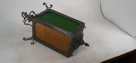 Antique Brass Slag Glass Hall Light, Great Restoration Piece Cover