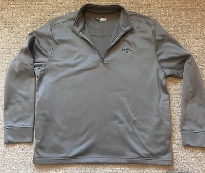 男式 XL Callaway 高尔夫 1/4 拉链套衫羊毛毛衣运动衫灰色完好状态 — 第 1/4 张图片