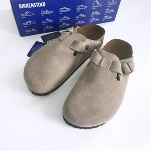 Birkenstock Boston Classic Suede Soft Leather Taupe Narrow | Women's Size 7-10 - Picture 1 of 8