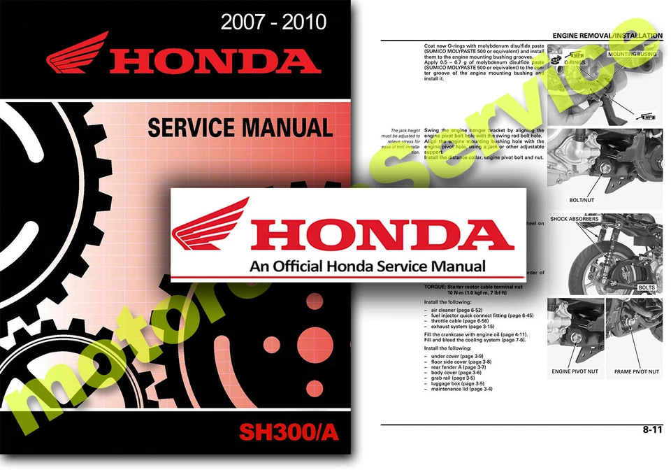 Honda SH300 Service Manual SH300i Workshop Manual 2009 2010 Standard + ABS - USB - Image 1 of 2