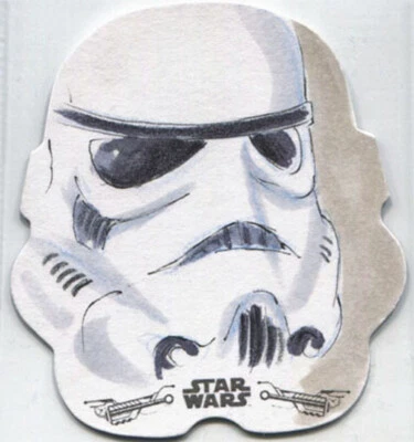 Star Wars Black & White Sketch Card Die Cut by Brent Scotchmer of a Stormtrooper - Image 1 of 3