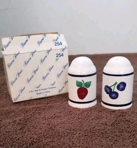 Princess House Orchard Medley Salt & Pepper Shakers #254 Vintage in Box - Picture 1 of 9