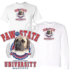 Mastiff Dog Paw State University Short / Long Sleeve White T Shirt M-3X - Picture 1 of 3
