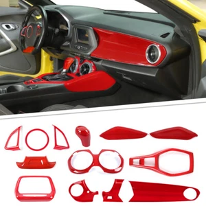 15x Full Set Interior Decoration Cover Trim Kits For Chevrolet Camaro 2017+ Red - Picture 1 of 14