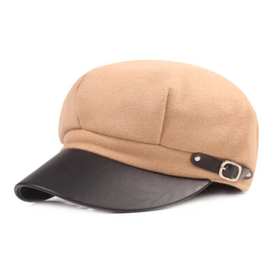 Mujer Moda Fieltro Ejército Militar Gorra Imitación Cuero Ala Lana Azul Marino Soldado Sombrero Foto 1 de 4