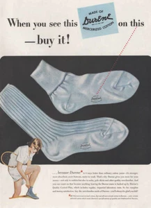 Calcetines Durene 1950: anuncio estampado vintage de algodón mercerizado - Imagen 1 de 1