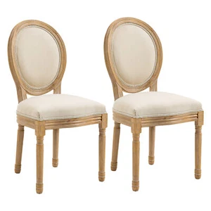 Juego de 2 Sillas de Comedor Silla de Cocina con Respaldo Ratán Tacto Lino - Imagen 1 de 10