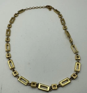 Vintage 80’s NAPIER Squares Rectangles Gold Tone Necklace - Bild 1 von 8