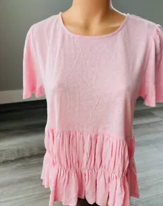 Chelsea & Violet Pink Linen Pleated Blouse Size L NWT Shirt - Picture 1 of 6