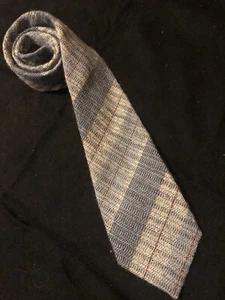 Mens HARDY AMIES blue 1970s line weave woven WOOLdesign retro vintage TIE MTP30 - Picture 1 of 4