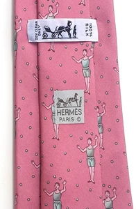 HERMÈS Paris orig. Vintage Krawatte 7377 PA 100% Seide rosa Motiv Jongleur - Bild 1 von 5