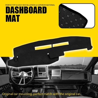 Fit Chevrolet K1500 K2500 K3500 1988-94 Black Anti-Slip Dashboard Pad Dash Cover - Image 1 of 4