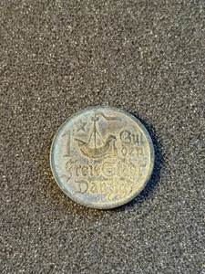 1923 1 Gulden Danzig Coin One Gulden Silver Coin Freie Stadt Danzig Circulated - Picture 1 of 5