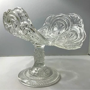 Antique Bryce Higbee Glass Banquet Medallion Sunburst Fruit Stand EAPG - Picture 1 of 10