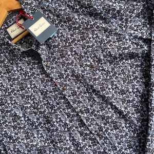 Robert Graham Floral Print Long Sleeve Shirt Indigo/ Gray  Size 3XL Snap Buttons - Picture 1 of 9