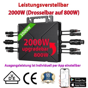 2000W (Leistungsverstellbar) Wechselrichter APP WIFI für Balkonkraftwerk-0% MwSt - Bild 1 von 23