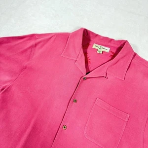 Tommy Bahama Herren XL Rosa Seide Kurzarm Knopfleiste Hemd Aloha Freizeit - Bild 1 von 7