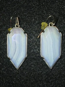 Kendra Scott Elle Ohrringe blau Spitze Achat Ohrhänger silberfarben NEU - Bild 1 von 10