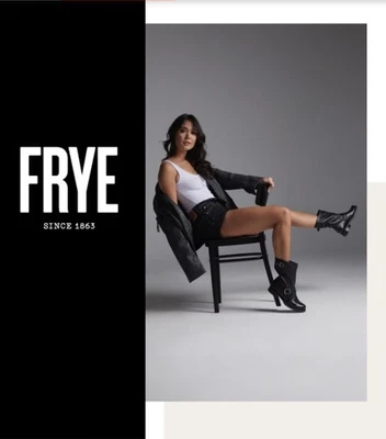 Frye 女式 Veronica 短黑色皮革扣靴 9.5B 131494 骑行者摩托车 — 第 1/4 张图片