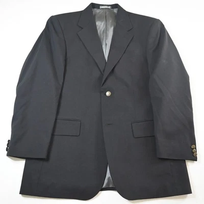 Chaqueta Blazer Abrigo Deportivo Oscar de la Renta 40R Negro 100% Lana Dorado Botón Foto 1 de 4