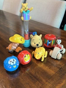 Vtg Toys Pooh FisherPrice Balls Cowboy Rolling & Wooden Toys Lot Of 8 1970-1994 - Picture 1 of 20