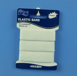 ELASTIC WHITE SEWING BAND 20MM WIDE X 1500MM LENGTH SEW N MEND DRESSMAKING | HYT - Picture 1 of 3