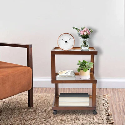 End Table 3-Tier Wood Nightstand End Table for Small Spaces with Open Storage - Image 1 of 4