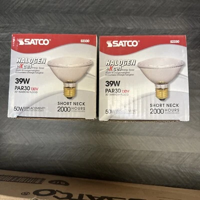 30 ° Flood Light, Par 38 (TWO Bulbs) SATCO S2246  Energy Saving 39W yields 45W - Image 1 of 4